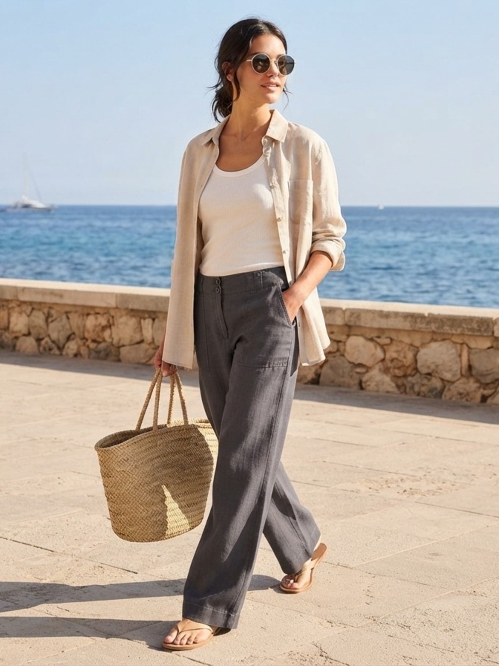 Tahari 100% Linen Pants Size 12